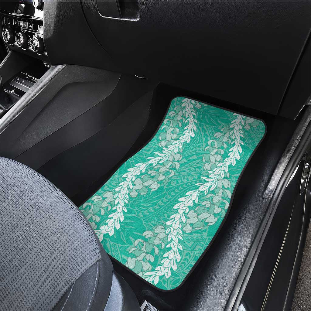 Puakenikeni and Maile Lei Car Mats Sage Green Double Strand Lei LT9 - Polynesian Pride