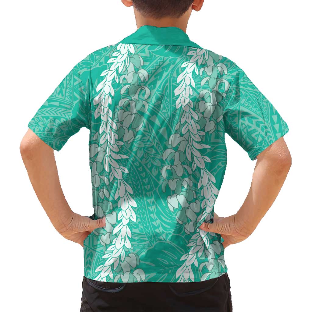 Puakenikeni and Maile Lei Family Matching Tank Maxi Dress and Hawaiian Shirt Sage Green Double Strand Lei