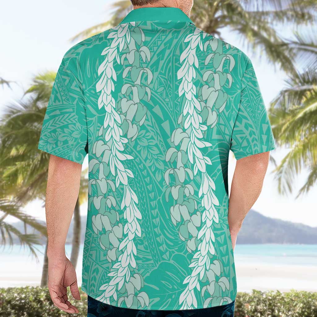 Puakenikeni and Maile Lei Hawaiian Shirt Sage Green Double Strand Lei LT9 - Polynesian Pride
