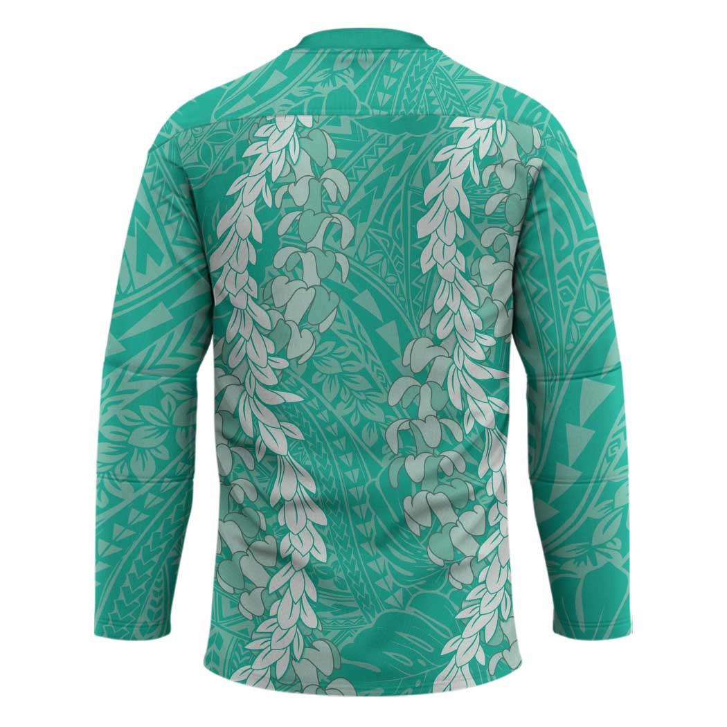 Puakenikeni and Maile Lei Hockey Jersey Sage Green Double Strand Lei LT9 - Polynesian Pride
