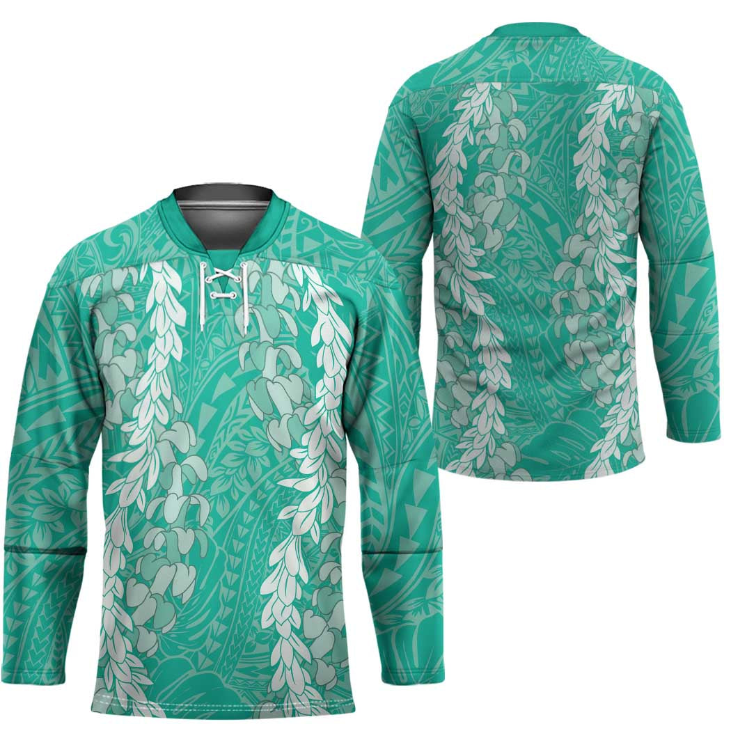 Puakenikeni and Maile Lei Hockey Jersey Sage Green Double Strand Lei LT9 - Polynesian Pride
