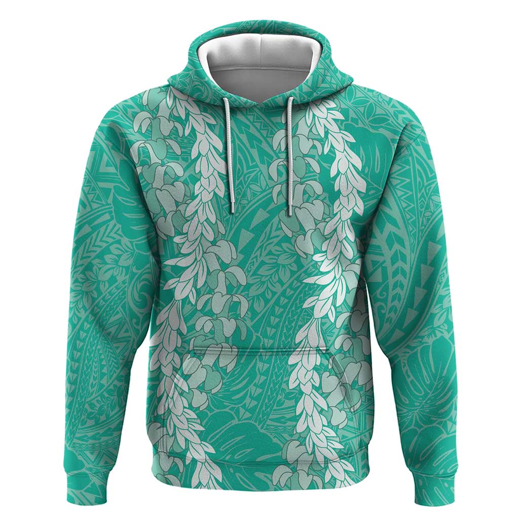 Puakenikeni and Maile Lei Hoodie Sage Green Double Strand Lei