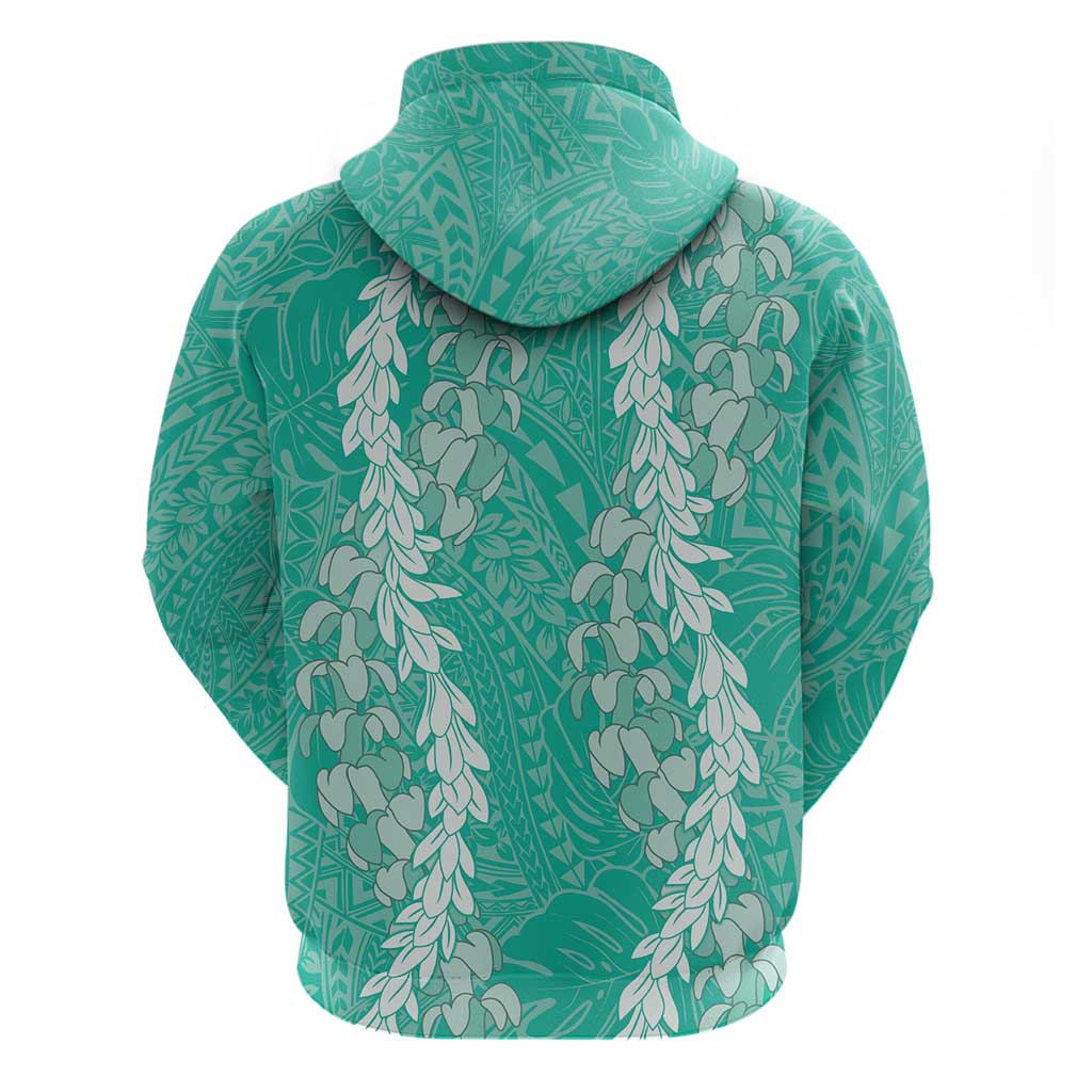 Puakenikeni and Maile Lei Hoodie Sage Green Double Strand Lei
