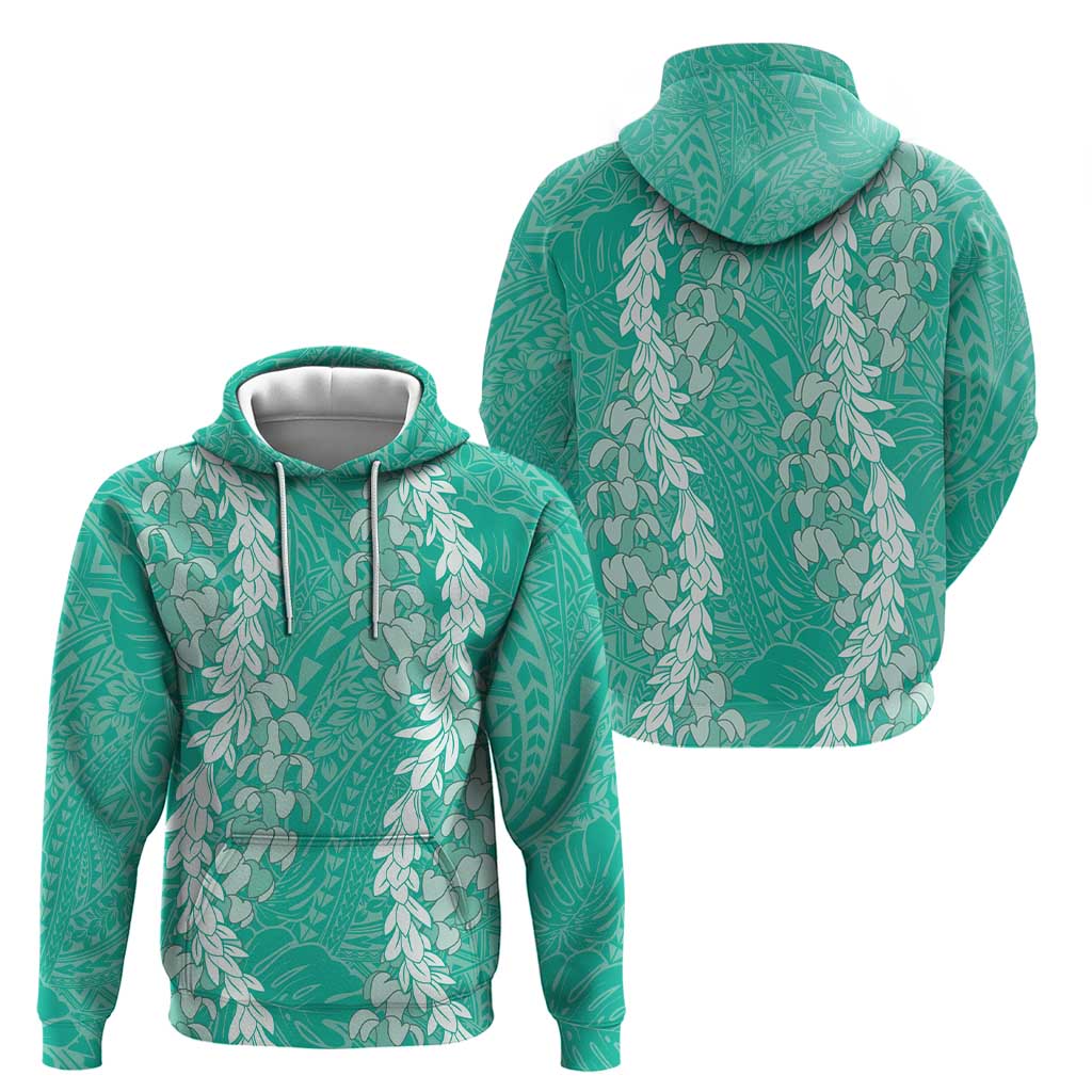 Puakenikeni and Maile Lei Hoodie Sage Green Double Strand Lei
