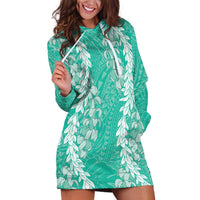 Puakenikeni and Maile Lei Hoodie Dress Sage Green Double Strand Lei