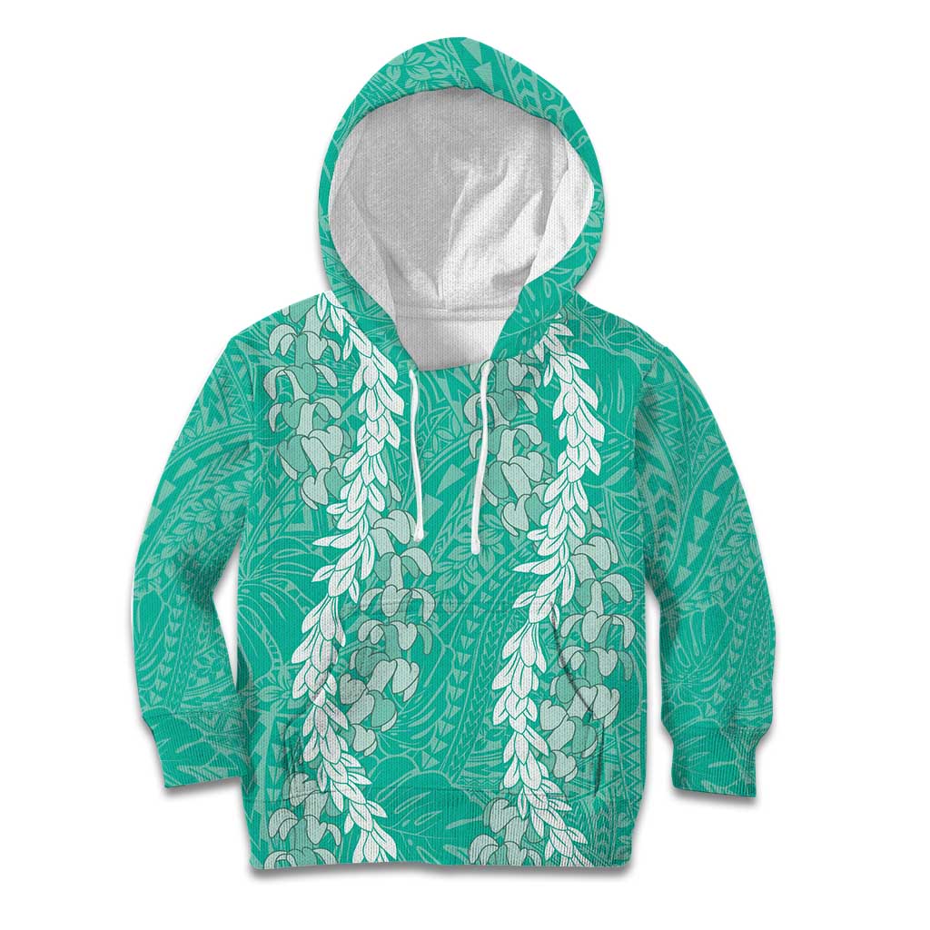 Puakenikeni and Maile Lei Kid Hoodie Sage Green Double Strand Lei