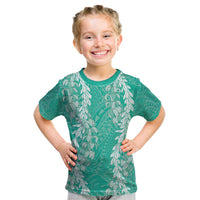 Puakenikeni and Maile Lei Kid T Shirt Sage Green Double Strand Lei