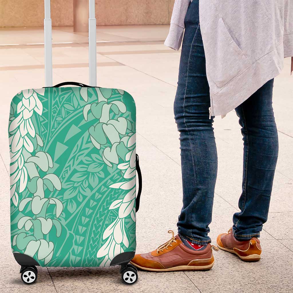 Puakenikeni and Maile Lei Luggage Cover Sage Green Double Strand Lei