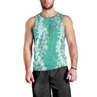 Puakenikeni and Maile Lei Men Tank Top Sage Green Double Strand Lei LT9 - Polynesian Pride
