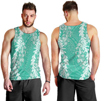 Puakenikeni and Maile Lei Men Tank Top Sage Green Double Strand Lei LT9 - Polynesian Pride
