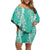 Puakenikeni and Maile Lei Off Shoulder Short Dress Sage Green Double Strand Lei