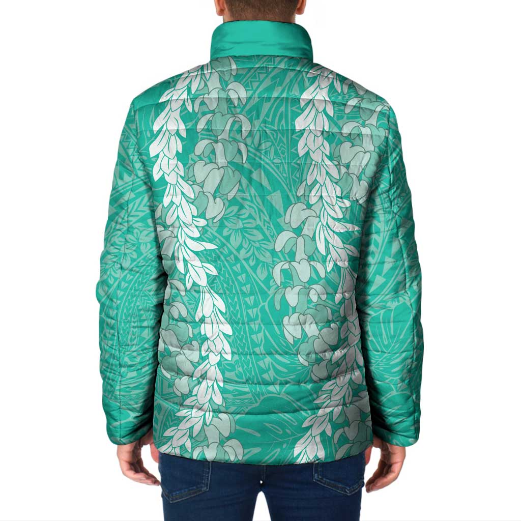 Puakenikeni and Maile Lei Padded Jacket Sage Green Double Strand Lei LT9 - Polynesian Pride