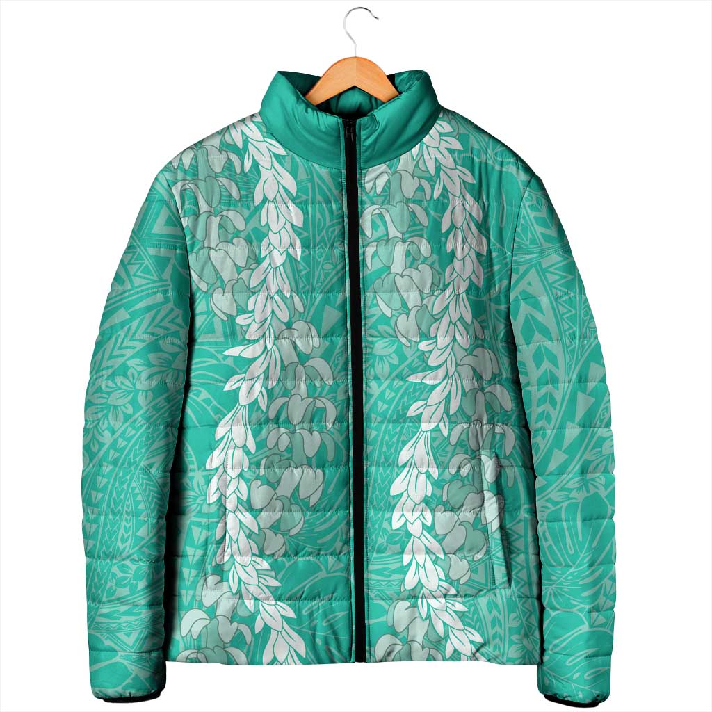 Puakenikeni and Maile Lei Padded Jacket Sage Green Double Strand Lei LT9 - Polynesian Pride