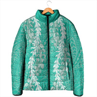 Puakenikeni and Maile Lei Padded Jacket Sage Green Double Strand Lei LT9 - Polynesian Pride