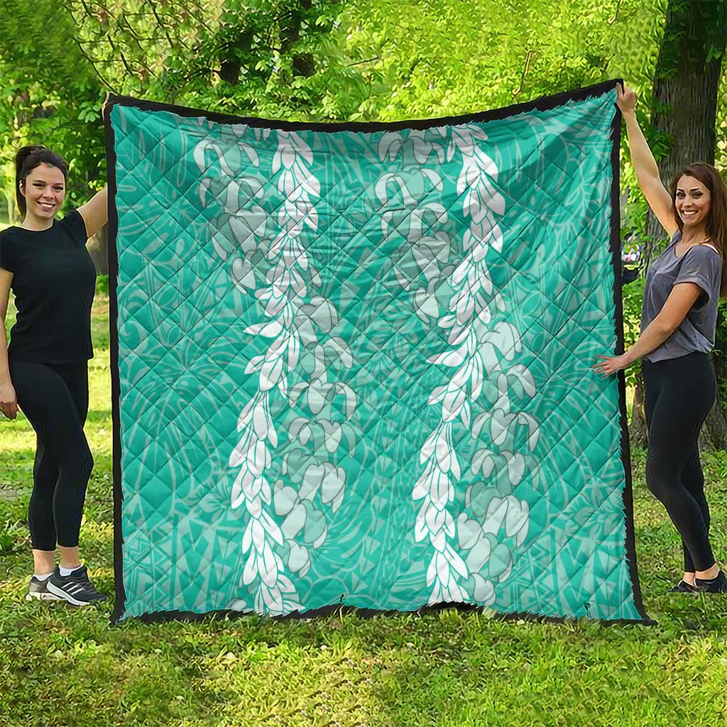 Puakenikeni and Maile Lei Quilt Sage Green Double Strand Lei