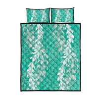 Puakenikeni and Maile Lei Quilt Bed Set Sage Green Double Strand Lei LT9 - Polynesian Pride