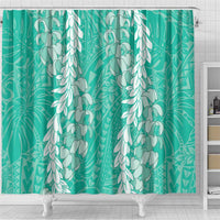 Puakenikeni and Maile Lei Shower Curtain Sage Green Double Strand Lei