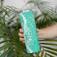 Puakenikeni and Maile Lei Skinny Tumbler Sage Green Double Strand Lei