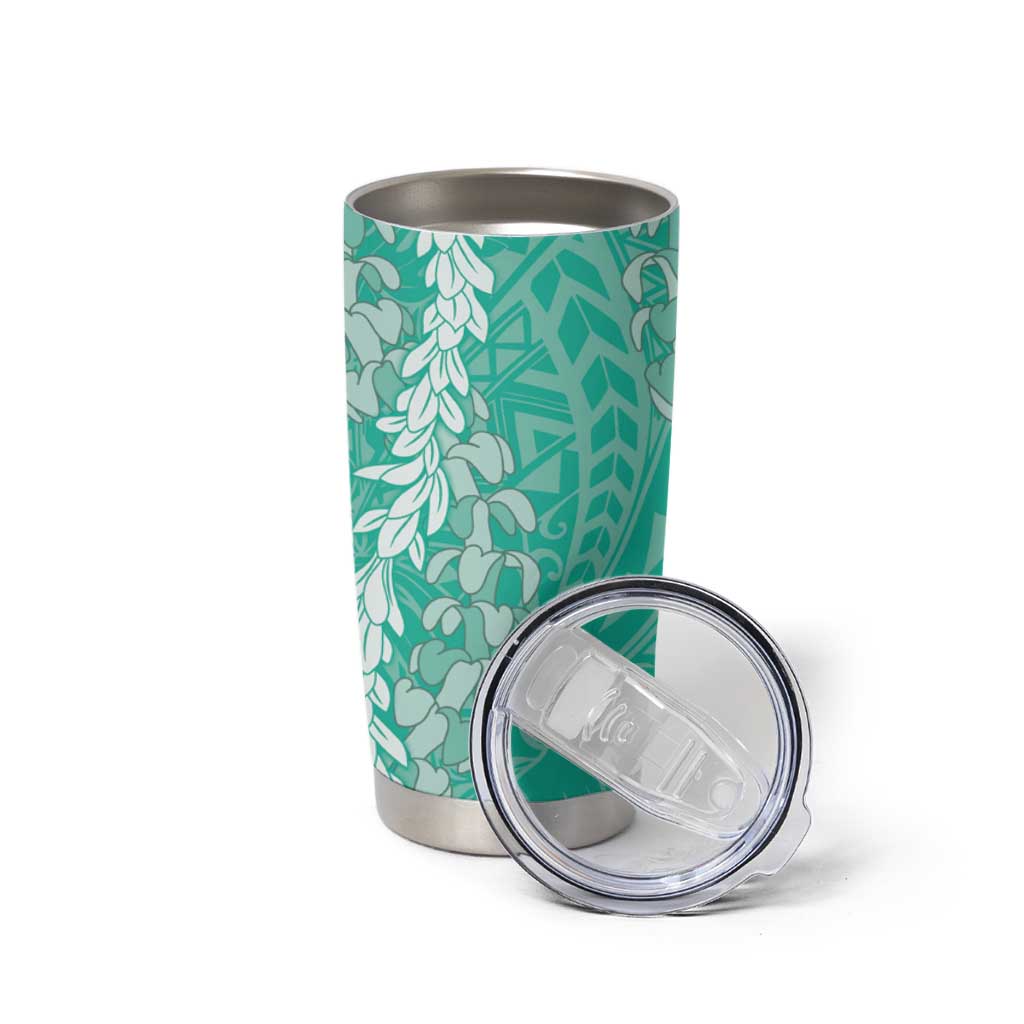 Puakenikeni and Maile Lei Tumbler Cup Sage Green Double Strand Lei