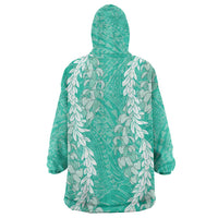 Puakenikeni and Maile Lei Wearable Blanket Hoodie Sage Green Double Strand Lei LT9 - Polynesian Pride