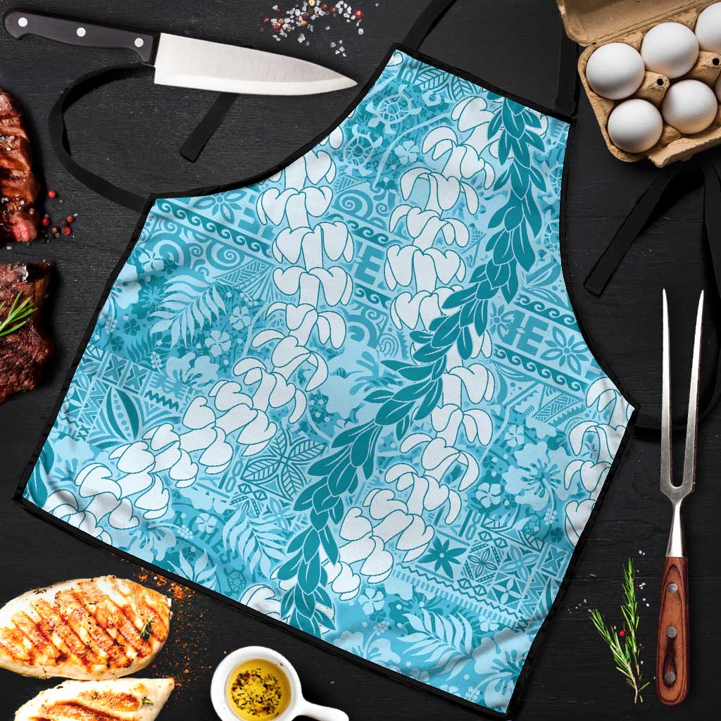 Blue Puakenikeni and Maile Lei Apron Hawaiian Style Tribal Tapa Double Strand Lei LT9 Blue - Polynesian Pride
