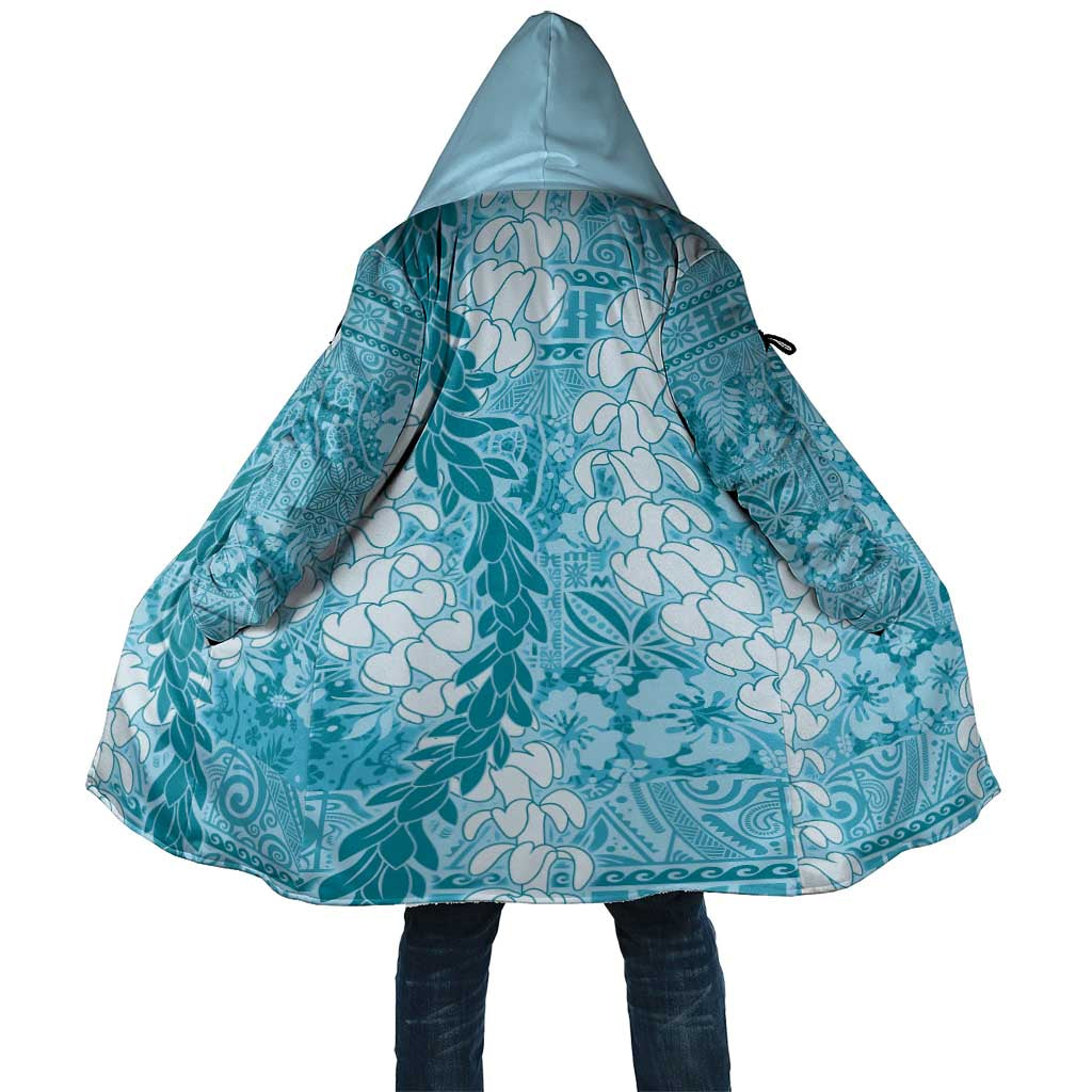 Blue Puakenikeni and Maile Lei Cloak Hawaiian Style Tribal Tapa Double Strand Lei - Polynesian Pride