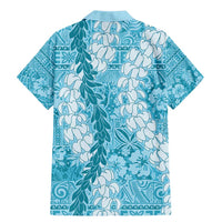 Blue Puakenikeni and Maile Lei Family Matching Mermaid Dress and Hawaiian Shirt Hawaiian Style Tribal Tapa Double Strand Lei