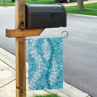 Blue Puakenikeni and Maile Lei Garden Flag Hawaiian Style Tribal Tapa Double Strand Lei