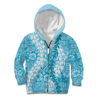 Blue Puakenikeni and Maile Lei Kid Hoodie Hawaiian Style Tribal Tapa Double Strand Lei