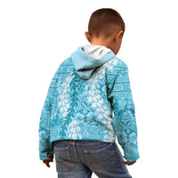 Blue Puakenikeni and Maile Lei Kid Hoodie Hawaiian Style Tribal Tapa Double Strand Lei