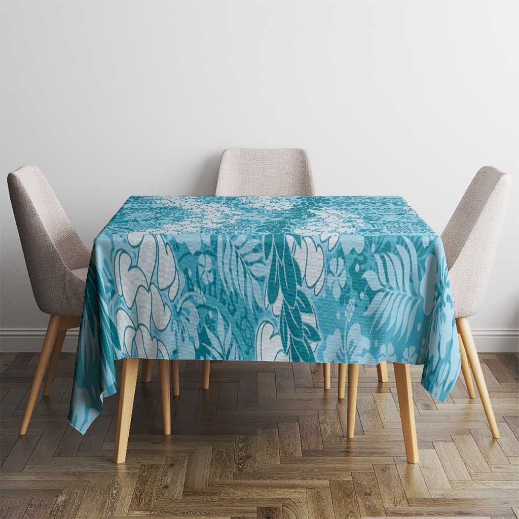 Blue Puakenikeni and Maile Lei Tablecloth Hawaiian Style Tribal Tapa Double Strand Lei LT9 - Polynesian Pride