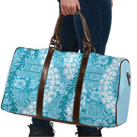 Blue Puakenikeni and Maile Lei Travel Bag Hawaiian Style Tribal Tapa Double Strand Lei - Polynesian Pride
