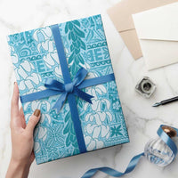 Blue Puakenikeni and Maile Lei Wrapping Paper Hawaiian Style Tribal Tapa Double Strand Lei - Polynesian Pride