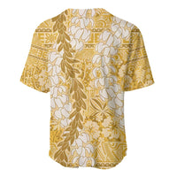 Gold Puakenikeni and Maile Lei Baseball Jersey Hawaiian Style Tribal Tapa Double Strand Lei