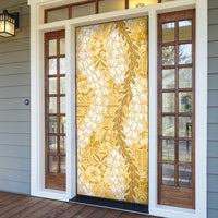 Gold Puakenikeni and Maile Lei Door Cover Hawaiian Style Tribal Tapa Double Strand Lei - Polynesian Pride