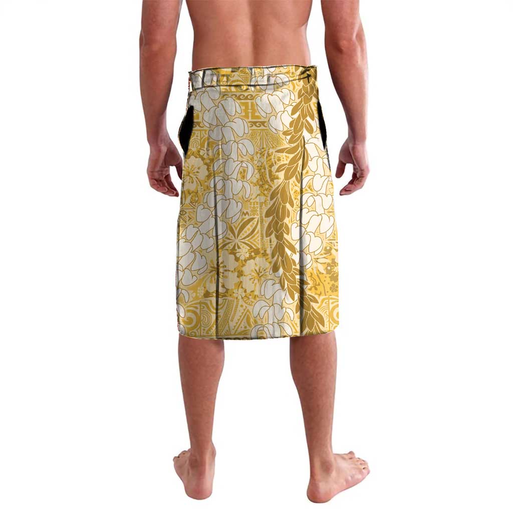 Gold Puakenikeni and Maile Lei Lavalava Hawaiian Style Tribal Tapa Double Strand Lei