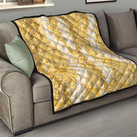 Gold Puakenikeni and Maile Lei Quilt Hawaiian Style Tribal Tapa Double Strand Lei