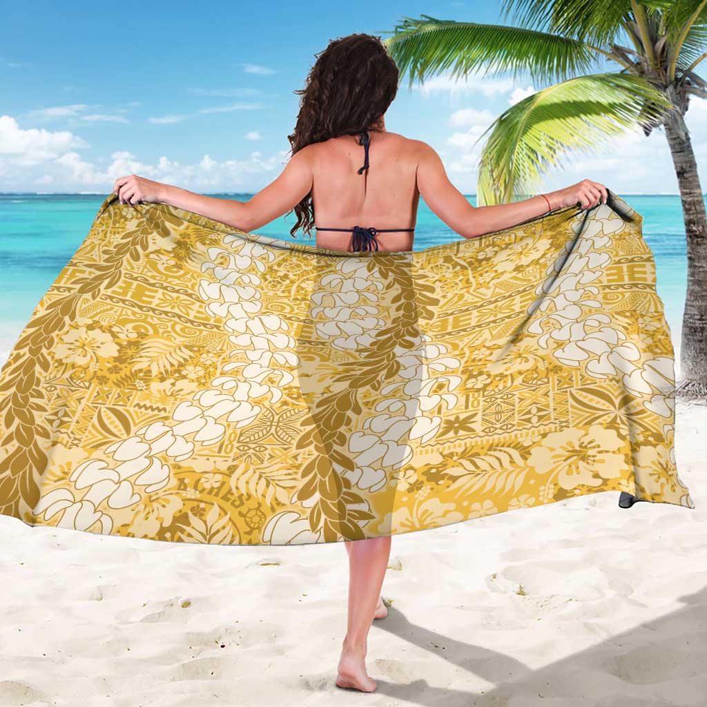 Gold Puakenikeni and Maile Lei Sarong Hawaiian Style Tribal Tapa Double Strand Lei