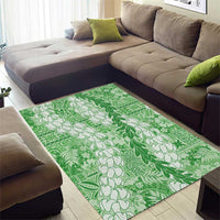Green Puakenikeni and Maile Lei Area Rug Hawaiian Style Tribal Tapa Double Strand Lei
