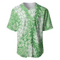 Green Puakenikeni and Maile Lei Baseball Jersey Hawaiian Style Tribal Tapa Double Strand Lei