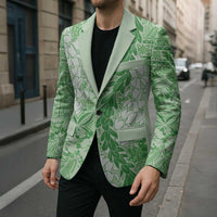 Green Puakenikeni and Maile Lei Blazer Hawaiian Style Tribal Tapa Double Strand Lei - Polynesian Pride