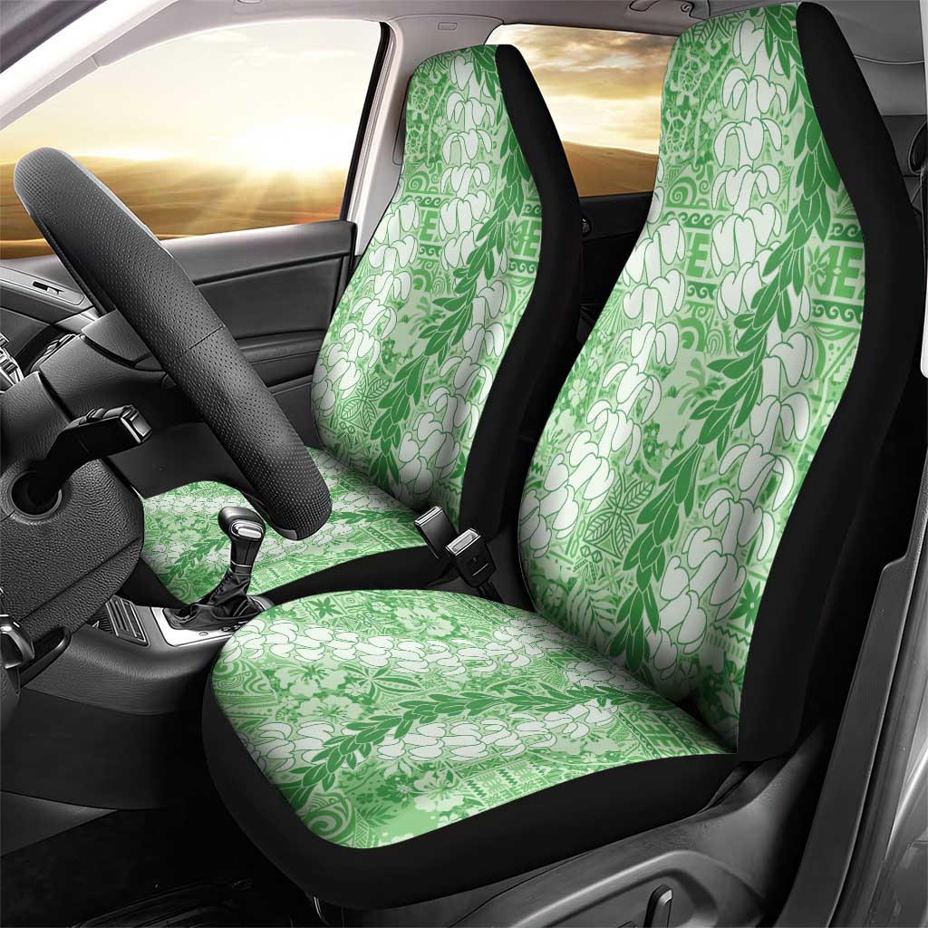 Green Puakenikeni and Maile Lei Car Seat Cover Hawaiian Style Tribal Tapa Double Strand Lei