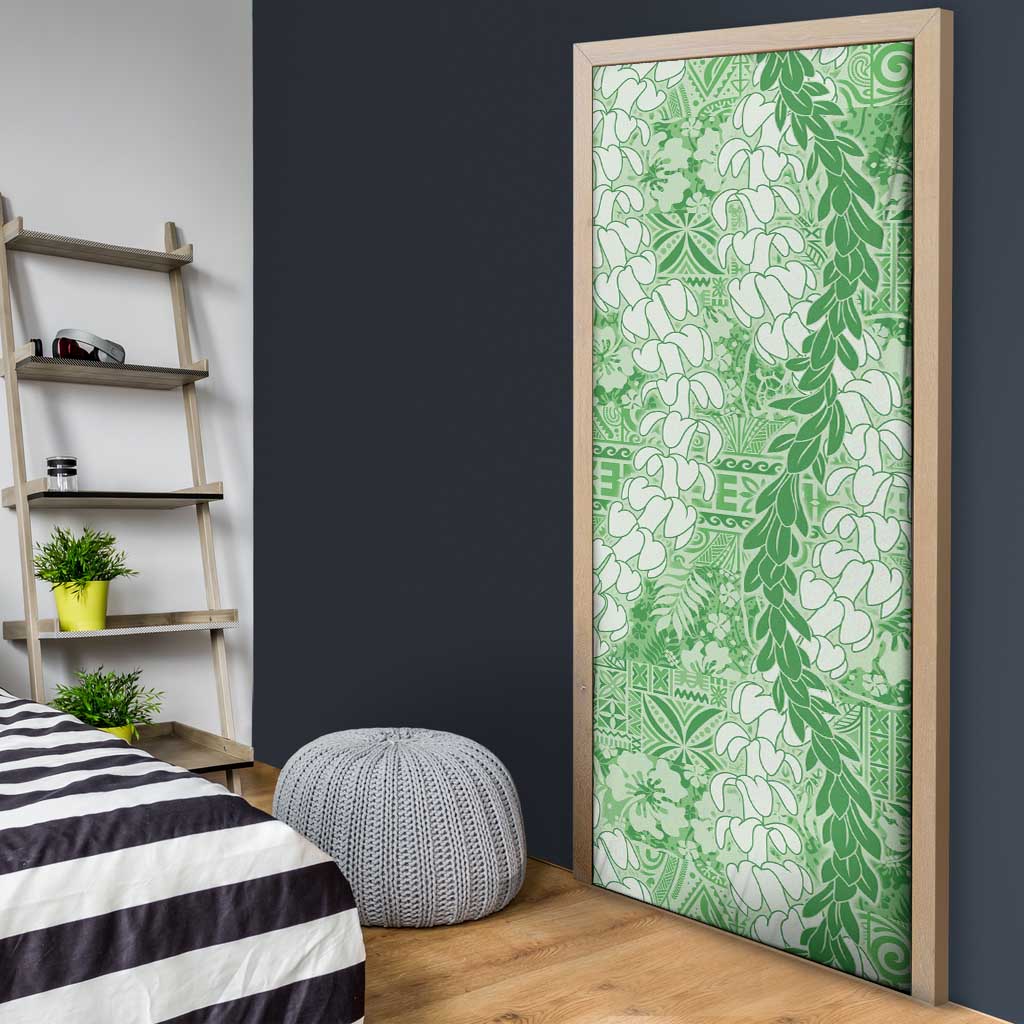 Green Puakenikeni and Maile Lei Door Cover Hawaiian Style Tribal Tapa Double Strand Lei - Polynesian Pride