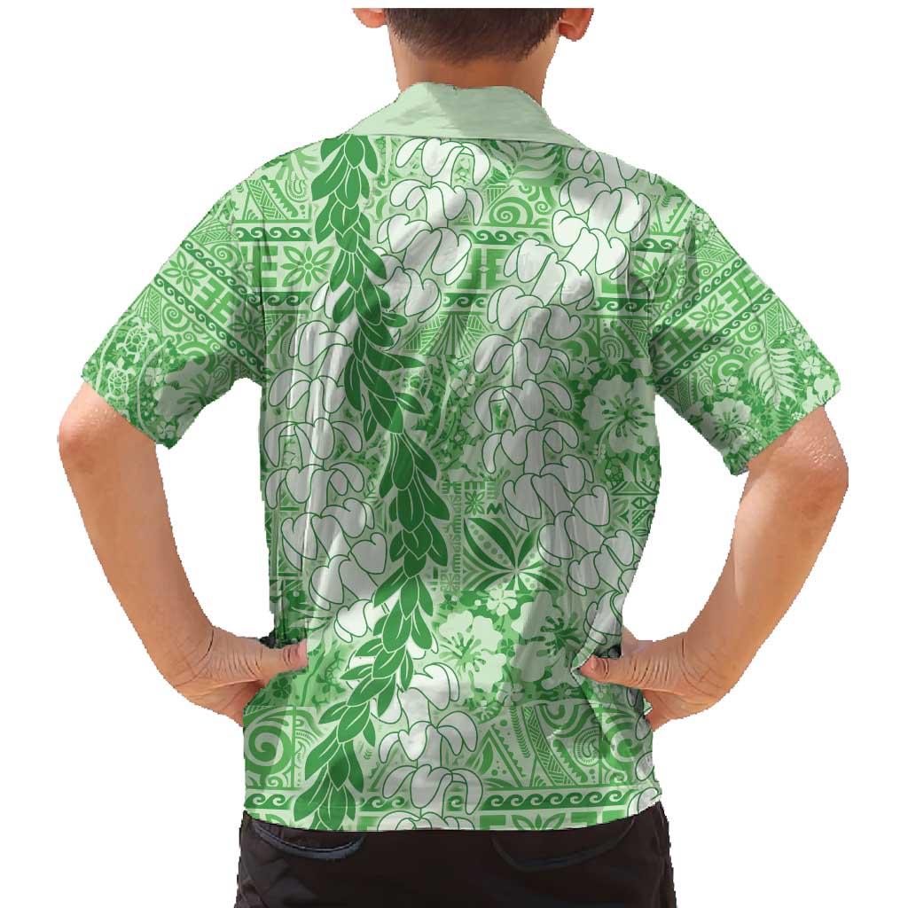 Green Puakenikeni and Maile Lei Family Matching Mermaid Dress and Hawaiian Shirt Hawaiian Style Tribal Tapa Double Strand Lei