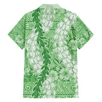Green Puakenikeni and Maile Lei Family Matching Off Shoulder Maxi Dress and Hawaiian Shirt Hawaiian Style Tribal Tapa Double Strand Lei