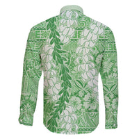 Green Puakenikeni and Maile Lei Family Matching Tank Maxi Dress and Hawaiian Shirt Hawaiian Style Tribal Tapa Double Strand Lei