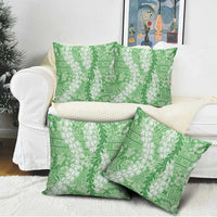 Green Puakenikeni and Maile Lei Pillow Cover Hawaiian Style Tribal Tapa Double Strand Lei - Polynesian Pride