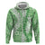 Green Puakenikeni and Maile Lei Zip Hoodie Hawaiian Style Tribal Tapa Double Strand Lei
