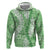 Green Puakenikeni and Maile Lei Zip Hoodie Hawaiian Style Tribal Tapa Double Strand Lei