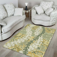 Vintage Puakenikeni and Maile Lei Area Rug Hawaiian Style Tribal Tapa Double Strand Lei